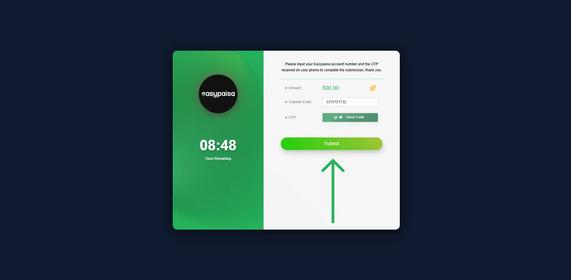 Checkout page on e2bet through Desktop